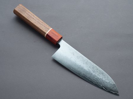 Hitohira - Setsu Forged - VG-10 - Damascus - 165mm Santoku - Walnut Handle (Rengas Ferrule) Online