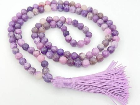 Lepidolite Zen 108 Bead Mala - Prayer Beads - 8mm Discount