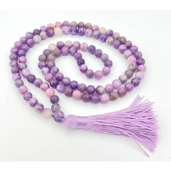 Lepidolite Zen 108 Bead Mala - Prayer Beads - 8mm Discount