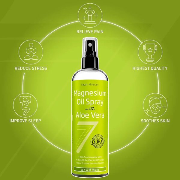 Seven Minerals, Magnesium Oil Spray with Aloe Vera For Cheap