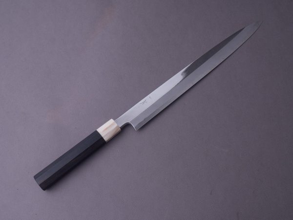 Hitohira - Kikuchiyo x Mosuke - White #1 Enmon Damascus - 300mm Yanagiba - Ebony Handle - Mirror Polished - Saya For Cheap