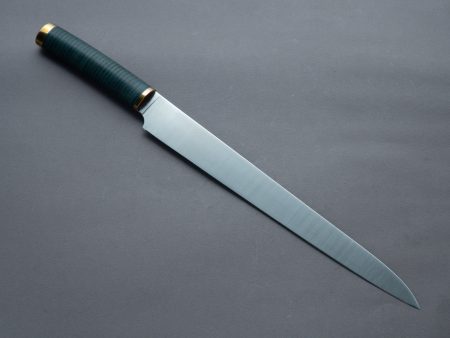 Florentine Kitchen Knives -  Four  - Stainless - 270mm Sujihiki - Stacked Black & Green Handle on Sale