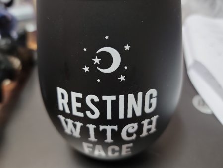 Resting Witch Face Stemless Wine Glass Online