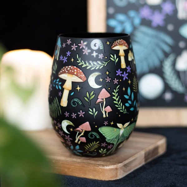 Dark Forest Print Stemless Wine Glass Hot on Sale