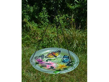 Bird Bath Hanging Glass Butterfly Trio Discount