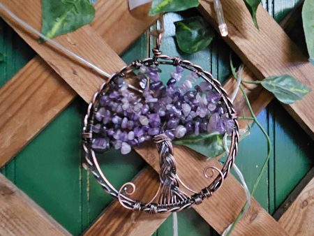 Amethyst Tree of Life Crystal & Wire Suncatcher 4  Fashion