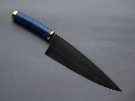 Florentine Kitchen Knives - Stacked Handle - Carbon - 205mm Chef - Black & Blue Handle Online Sale