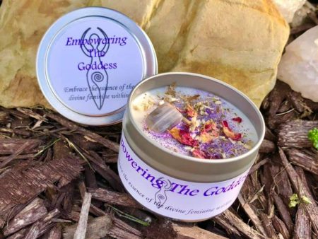 Magical Crystal and Herb Candle Tin - Empowering the Goddess Online