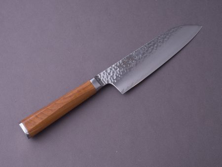 RYUSEN - TANGANRYU - VG10 Tsuchime Damascus - 170mm Santoku - Maple Handle Hyrbid Handle Online Sale