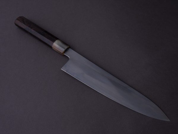 Hitohira - Togashi x Yohei - Blue #2 - Mizu Honyaki - 240mm Gyuto Ziricote Handle (Saya) For Sale