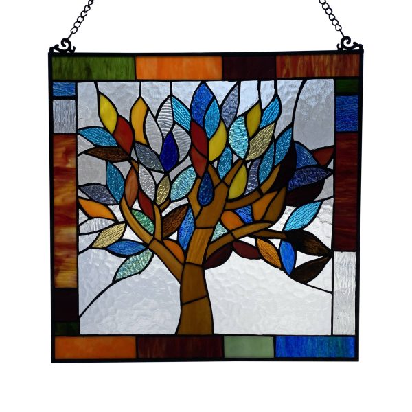 Marely Multicolor Mystical Tree Window Panel - Stainglass Online