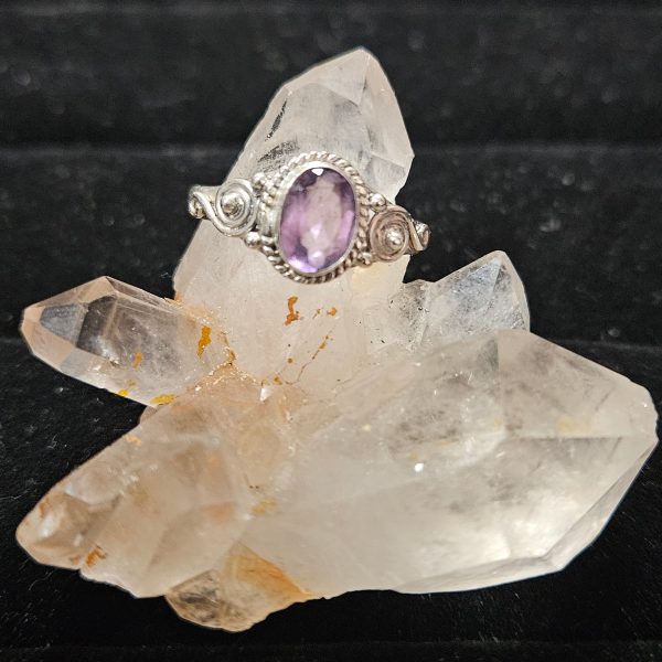 Sterling Silver Genuine Oval Amethyst - Size 9 For Discount