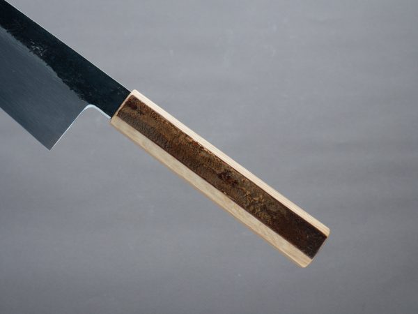 HADO - Sumi - Blue #1 - Damascus Kurouchi - 210mm Gyuto - Oak and Cherry Bark Handle - Extra Height Online Sale