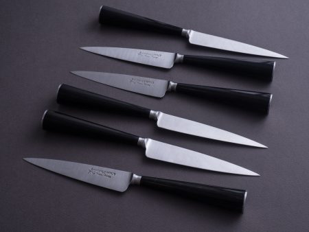 Fontenille-Pataud - Steak Table Knives - Parisian Picnic - Set of 6 - Ebony Handle For Discount