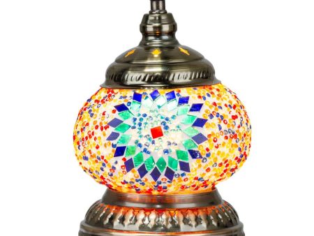 Turkish Short Style Desk Lamp, Handmade Medium Globe - Colorful Flower For Discount