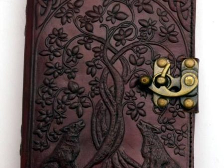 Tree of Life and Wolves Leather Journal Sale