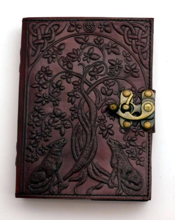 Tree of Life and Wolves Leather Journal Sale