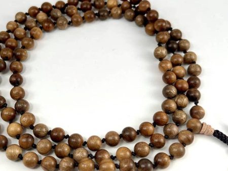 Sustainable Gold Phoebe Wood Knotted 108 Bead Mala - Prayer Beads - 8mm Online Sale