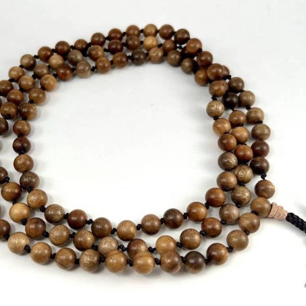 Sustainable Gold Phoebe Wood Knotted 108 Bead Mala - Prayer Beads - 8mm Online Sale