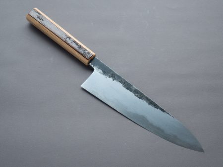 HADO - Sumi - Blue #1 - Damascus Kurouchi - 240mm Gyuto - Oak and Cherry Bark Handle - Extra Height on Sale