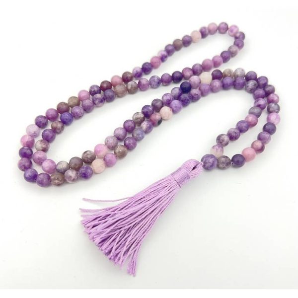 Lepidolite Zen 108 Bead Mala - Prayer Beads - 8mm Discount