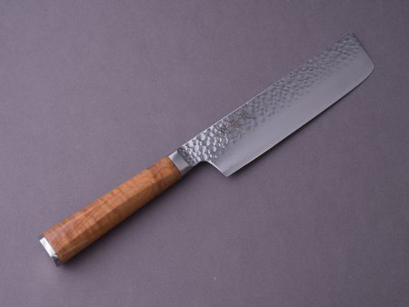 RYUSEN - TANGANRYU - VG10 Tsuchime Damascus - 160mm Nakiri - Maple Hybrid Handle on Sale