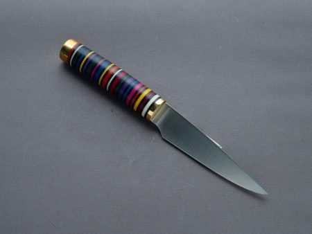 Florentine Kitchen Knives - Stainless - 100mm Paring - Stacked Multicolor Handle Online Sale