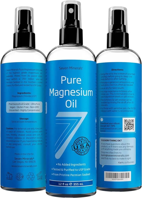 Seven Minerals, Magnesium Oil Spray, 4oz and 8oz Fashion