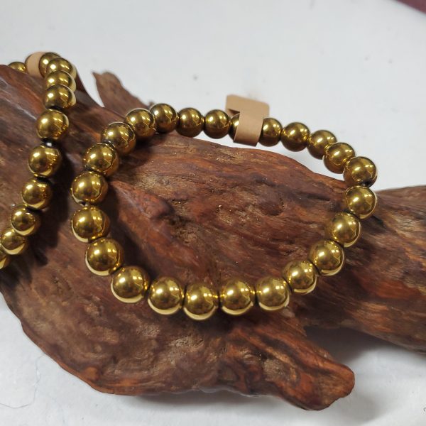 Gold Plated Hematite - Bead Bracelet 8mm For Discount