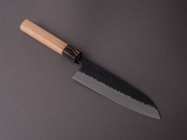 Hitohira - Futana - Super Blue - Kurouchi Tsuchime - 170mm Santoku - Cherry Wood Handle on Sale