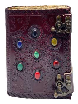 Chakra Aged Looking Paper leather with Stones w  latch
6 x 8  Fashion