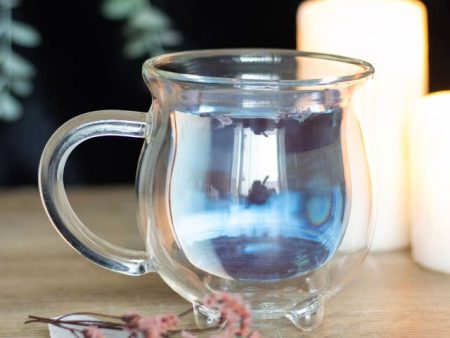 Clear Double Walled Glass Cauldron Mug on Sale