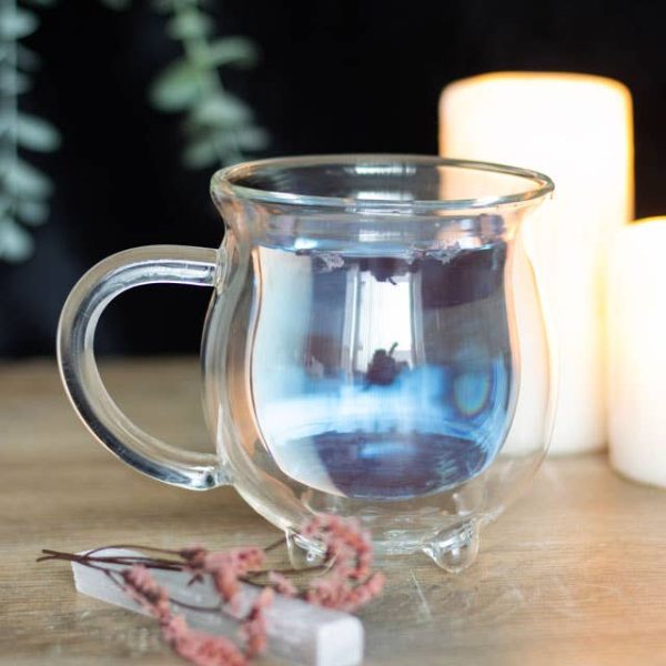 Clear Double Walled Glass Cauldron Mug on Sale