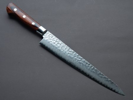 Hitohira - Imojiya ST - VG10 - Tsuchime Damascus - 240mm Sujihiki - Western Handle Sale