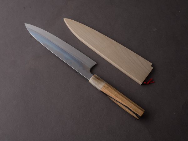 Hitohira - Togashi x Kyuzo - White #1 - Fuji Hakumon Mizu Honyaki - 240mm Gyuto - Kurokaki Persimmon Handle - #046 Online Hot Sale