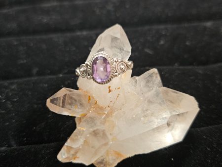 Sterling Silver Genuine Oval Amethyst - Size 9 For Discount