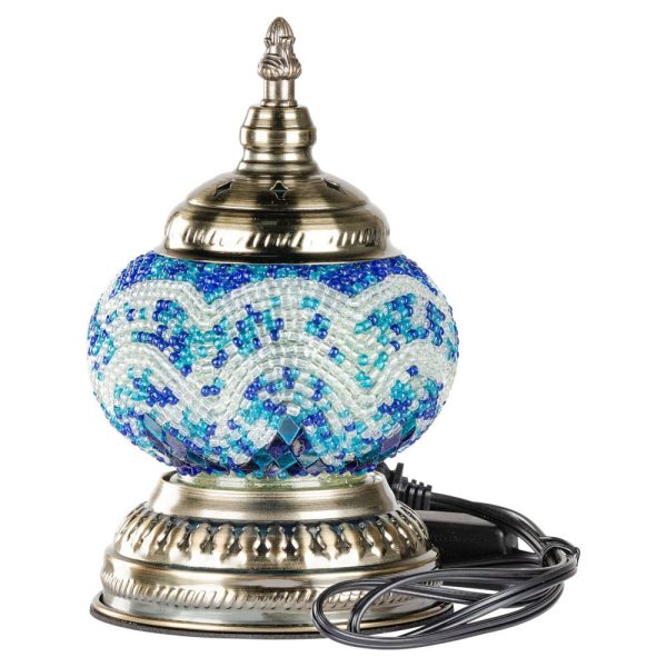 Turkish Short Style Desk Lamp, Handmade Medium Globe - In the Blues Supply