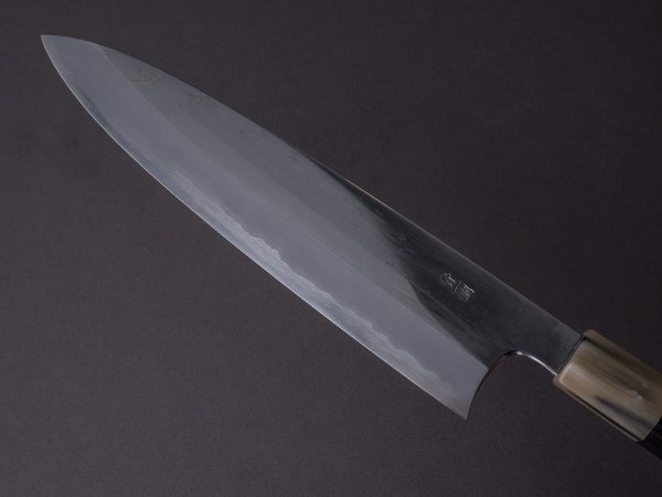 Hitohira - Togashi - Blue #1 Stainless Clad - Mirror Polished - 240mm Gyuto - Tahei Makassar Ebony Handle For Sale