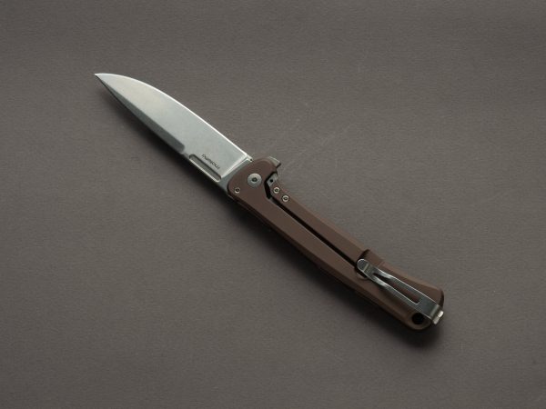 lionSTEEL - SOLID Folding Knife - Frame Lock - Skinny - MagnaCut - 85mm - Earth Brown Aluminum Handle Fashion