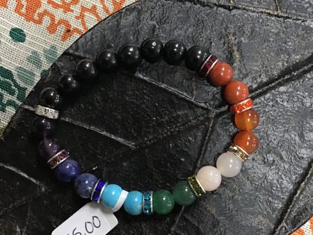 Chakra Gemstones & Shungite 8mm Bead Bracelet Cheap