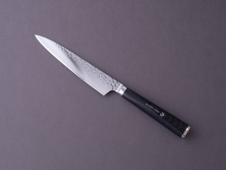 RYUSEN - TANGANRYU - VG10 Tsuchime Damascus - 150mm Petty - Black Micarta Handle Online Sale