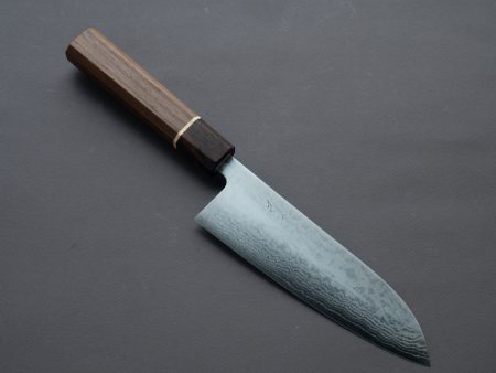 Hitohira - Setsu Forged - VG-10 - Damascus - 165mm Santoku - Walnut Handle (Ziricote Ferrule) For Sale