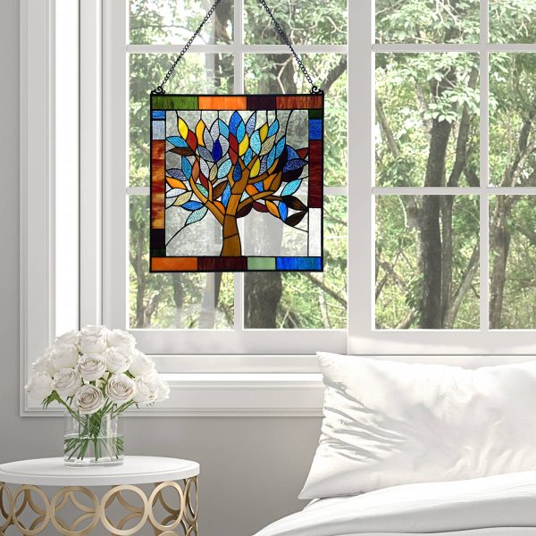 Marely Multicolor Mystical Tree Window Panel - Stainglass Online