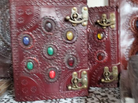 Chakra Aged Looking Paper leather with Stones w  latch
6 x 8  Fashion