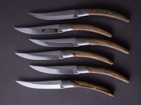 Goyon-Chazeau - Origines - Steak Table Knives - Pistachio Wood Handle - Rustic Bolster - Set of 6 Supply