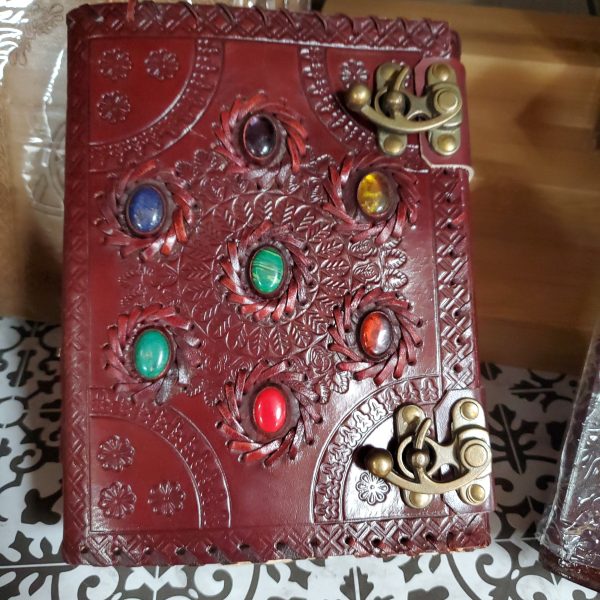 Chakra Aged Looking Paper leather with Stones w  latch
6 x 8  Fashion