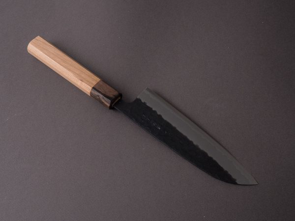 Hitohira - Futana - Super Blue - Kurouchi Tsuchime - 170mm Santoku - Cherry Wood Handle on Sale