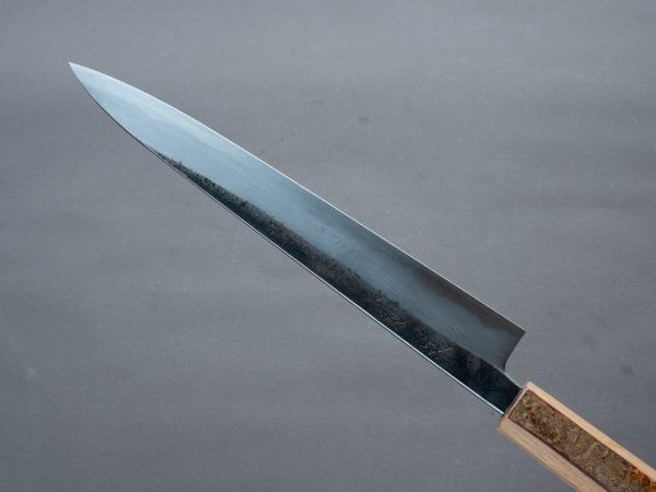 HADO - Sumi - Blue #1 - Damascus Kurouchi - 240mm Sujihiki - Oak and Cherry Bark Handle Discount