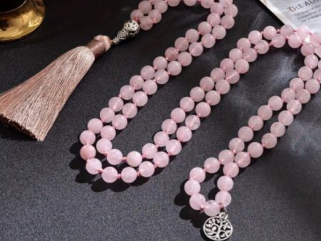 Rose Quartz 108 Bead Mala (Knotted) Sale