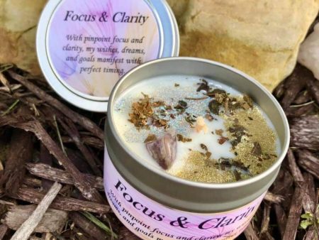 Magical Crystal and Herb Candle Tin - Focus & Clarity on Sale